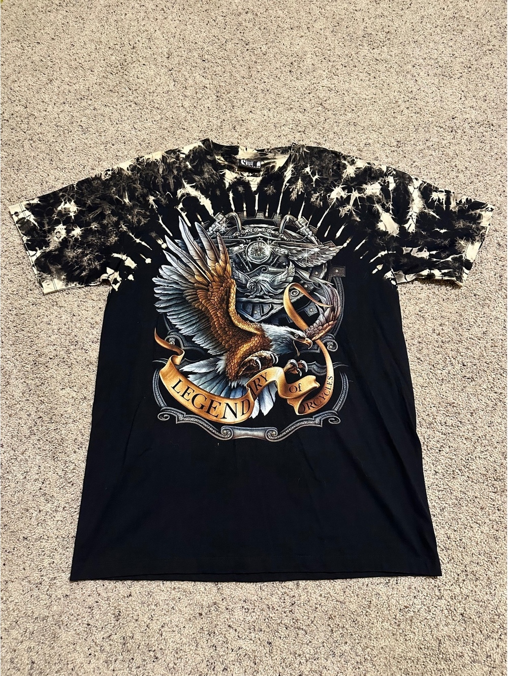 Skull Shirtz XL Legend of Orcycles Eagle Graphic Tie-Dye T-Shirt